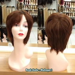 Ankara Kızılay Fiber Sentetik Peruk Kısa Açık Çikolata Kahve Ebru Model