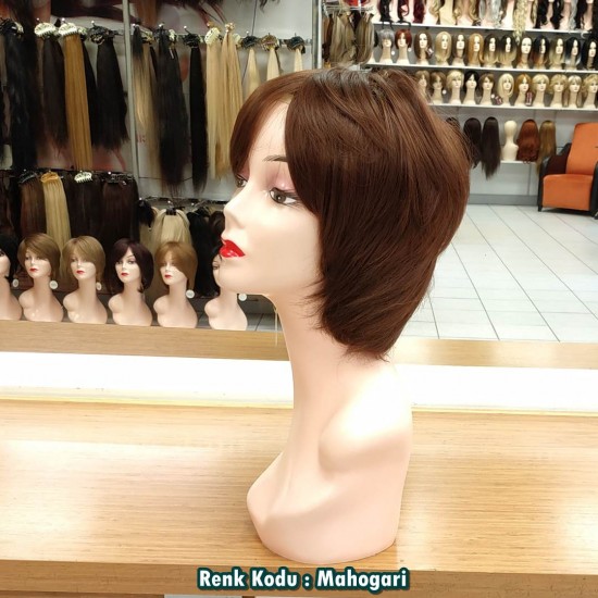 Ankara Kızılay Fiber Sentetik Peruk Kısa Açık Çikolata Kahve Ebru Model