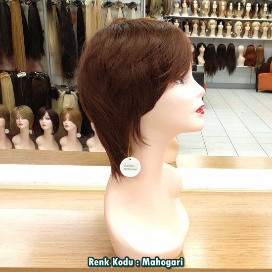 Ankara Kızılay Fiber Sentetik Peruk Kısa Açık Çikolata Kahve Ebru Model
