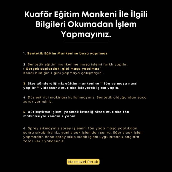 Eğitim Mankeni Fiber Sentetik Koyu Kumral Platin Ombre 65 Cm