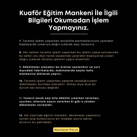 Eğitim Mankeni Fiber Sentetik Koyu Kumral Platin Ombre 65 Cm
