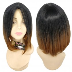 Ankara Kızılay Kaliteli Fiber Sentetik Peruk Siyah Bakır Ombre Kısa Küt