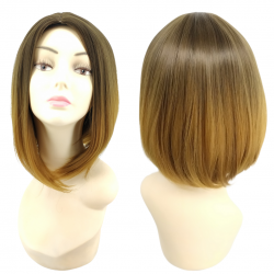 Ankara Kızılay Kaliteli Fiber Sentetik Peruk Koyu Kumral Karamel Ombre Kısa Küt