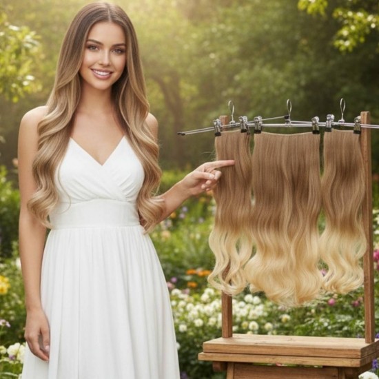 Yarımay Postiş Ankara Fiber Sentetik 3'lü Set Açık Karamel Dore Sarı Ombre