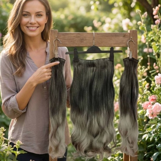 Yarımay Postiş Ankara Fiber Sentetik 3'lü Set Siyah Koyu Gri Ombre