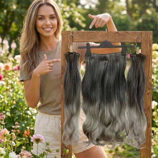 Yarımay Postiş Ankara Fiber Sentetik 3'lü Set Siyah Koyu Gri Ombre