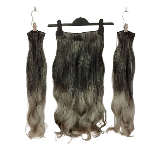 Yarımay Postiş Ankara Fiber Sentetik 3'lü Set Siyah Koyu Gri Ombre