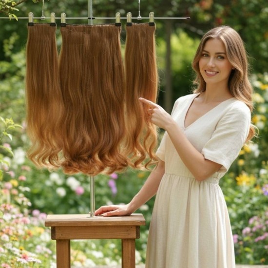 Yarımay Postiş Ankara Fiber Sentetik 3'lü Set Kumral Karamel Ombre