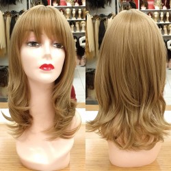 Katlı Kesim Orta Boy Fiber Sentetik Peruk Küllü Açık Kumral