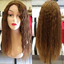 Ankara Kızılay Peruk Uzun Fiber Sentetik Su Dalgası Koyu Kumral Karamel Ombre
