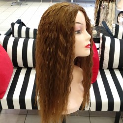 Ankara Kızılay Peruk Uzun Fiber Sentetik Su Dalgası Koyu Kumral Karamel Ombre