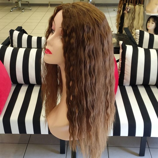 Ankara Kızılay Peruk Uzun Fiber Sentetik Su Dalgası Koyu Kumral Karamel Ombre