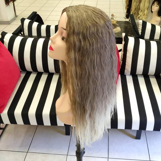 Ankara Kızılay Peruk Uzun Fiber Sentetik Su Dalgası Küllü Kumral Platin Ombre