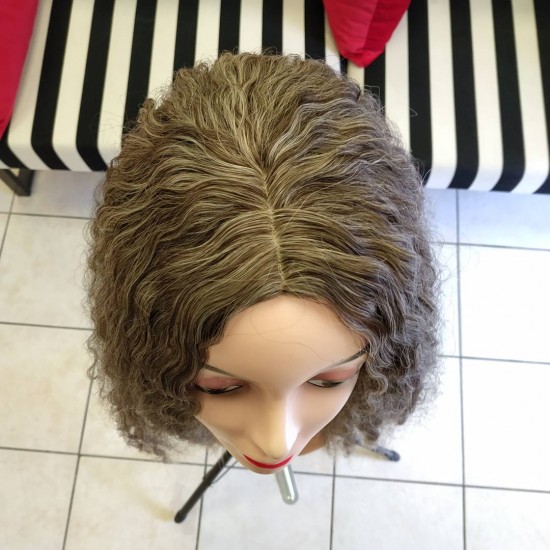 Ankara Kızılay Peruk Uzun Fiber Sentetik Su Dalgası Kumral Koyu Platin Ombre