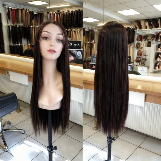 Tül Peruk Fiber Sentetik Koyu Kumral Renk Ankara Peruk Mağazası