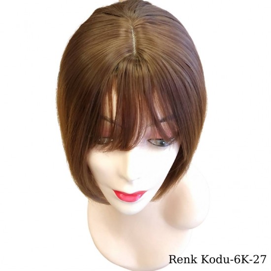 Ankara Kızılay Ucuz Fiber Sentetik Peruk Kısa Küt Model Kumral Karamel