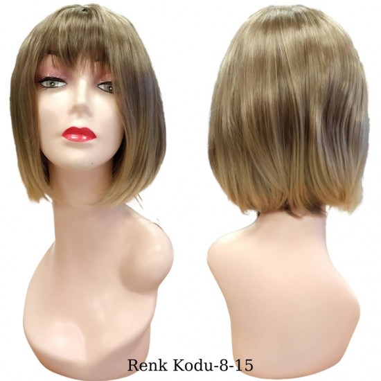 Ankara Kızılay Ucuz Fiber Sentetik Peruk Kısa Küt Model Açık Küllü Kumral Hafif Ombre