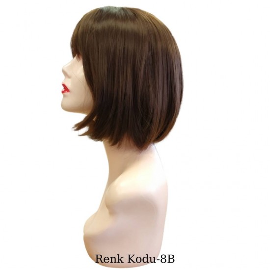 Ankara Kızılay Ucuz Fiber Sentetik Peruk Kısa Küt Model Çikolata Kahve