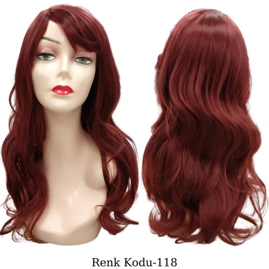 Ankara Kızılay Ucuz Fiber Sentetik Peruk Dalgalı Uzun Kızıl