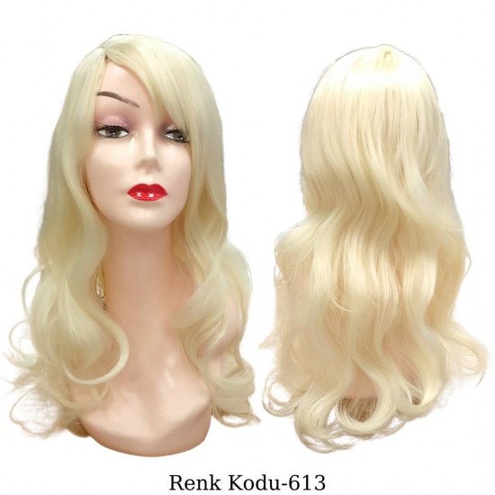 Ankara Kızılay Ucuz Fiber Sentetik Peruk Dalgalı Uzun Platin