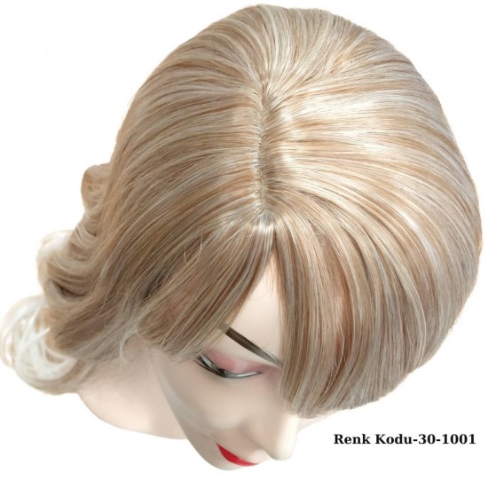Ankara Kızılay Ucuz Fiber Sentetik Peruk Dalgalı Uzun Dore Sarı Beyaz Ombre