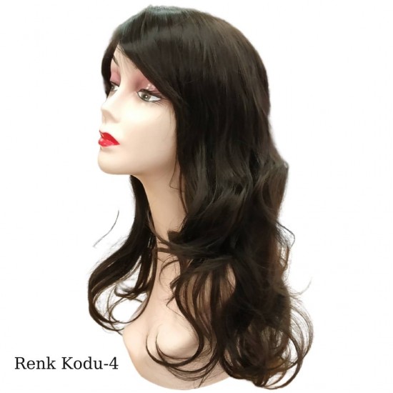 Ankara Kızılay Ucuz Fiber Sentetik Peruk Dalgalı Uzun Koyu Kestane