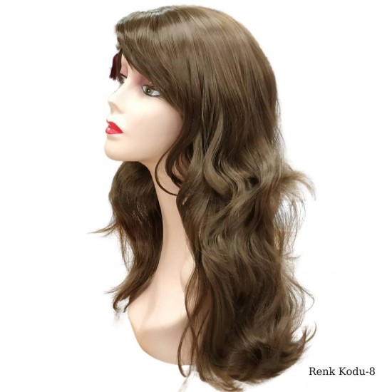 Ankara Kızılay Ucuz Fiber Sentetik Peruk Dalgalı Uzun Koyu Kumral