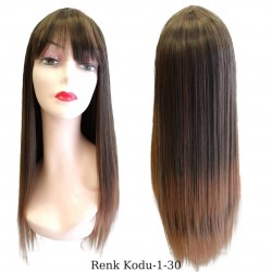 Ankara Kızılay En Ucuz Fiber Sentetik Peruk Düz Uzun Koyu Kumral Ombre