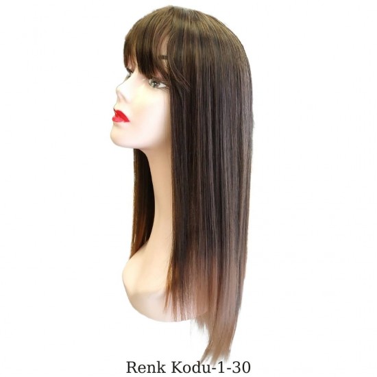 Ankara Kızılay En Ucuz Fiber Sentetik Peruk Düz Uzun Koyu Kumral Ombre