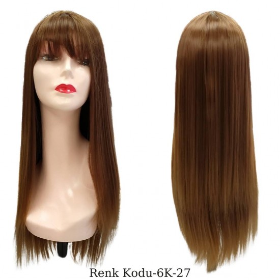 Ankara Kızılay En Ucuz Fiber Sentetik Peruk Düz Uzun Koyu Kumral Karamel
